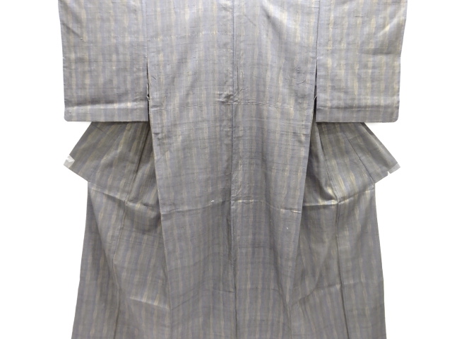 JAPANESE KIMONO / ANTIQUE KIMONO / SILK / HITOE TSUMUGI / WOVEN TATEWAKU PATTERN